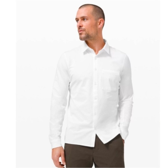 Lululemon Men's Commission Long-Sleeve Shirt Pocket White size XL - Picture 1 of 5